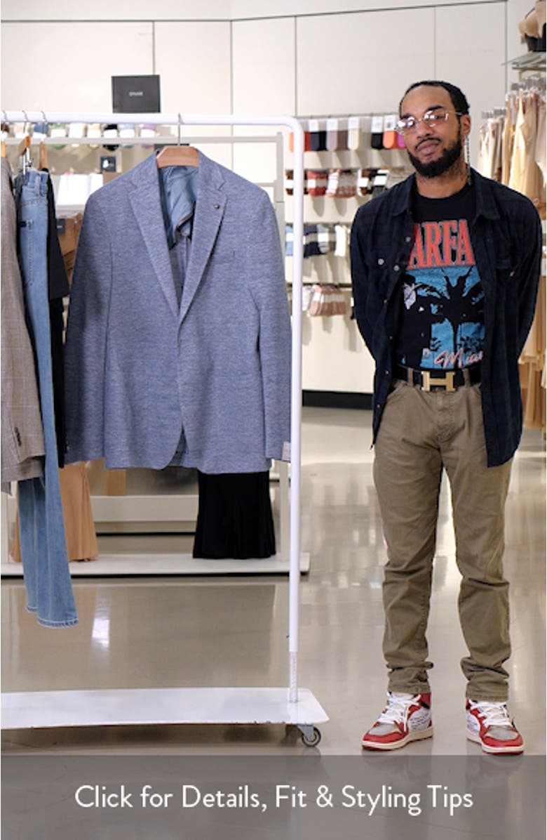 Hampton Light Blue Mélange Knit Linen & Wool Blend Sport Coat, sales video thumbnail