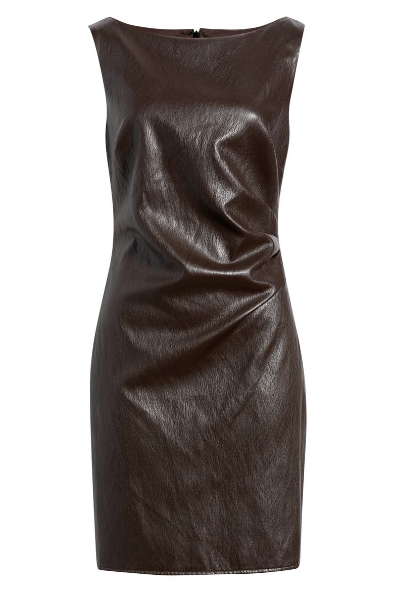 Faux Leather Minidress, Alternate, color, ESPRESSO