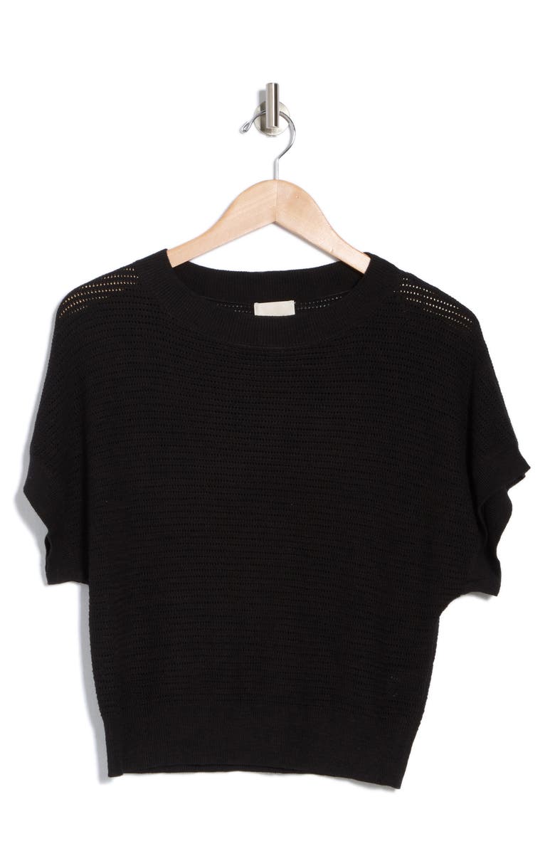 INDUSTRY REPUBLIC CLOTHING Open Stitch Short Sleeve Sweater, Alternate, color, 