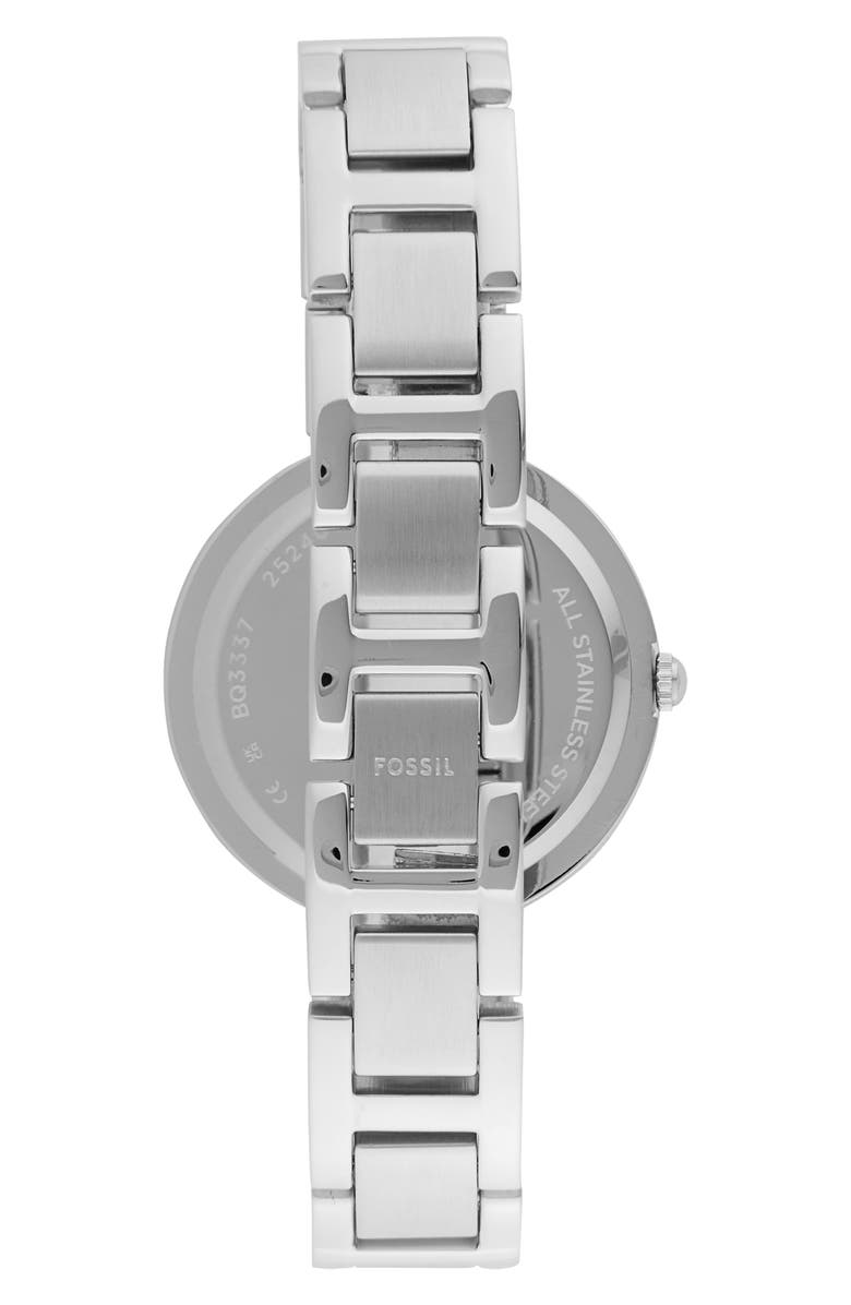 Fossil Karli Crystal Embellished Three-Hand Quartz Bracelet Watch, 34mm, Alternate, color,