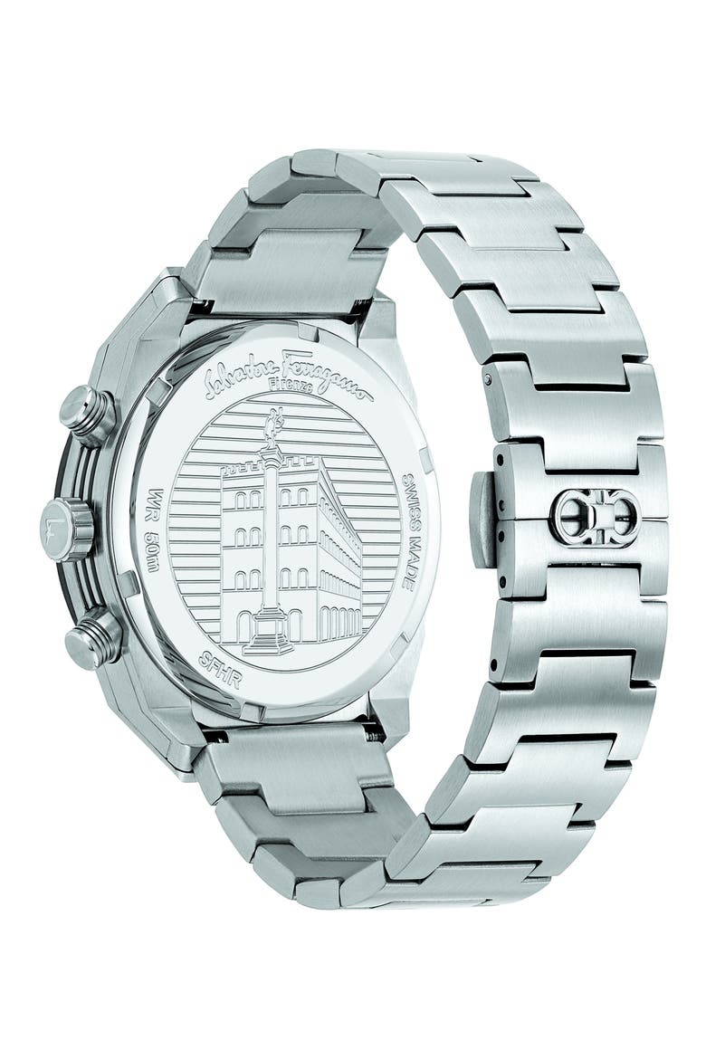 Salvatore Ferragamo SLX Chronograph Bracelet Watch, Alternate, color, SILVER/ BLUE/ BLACK