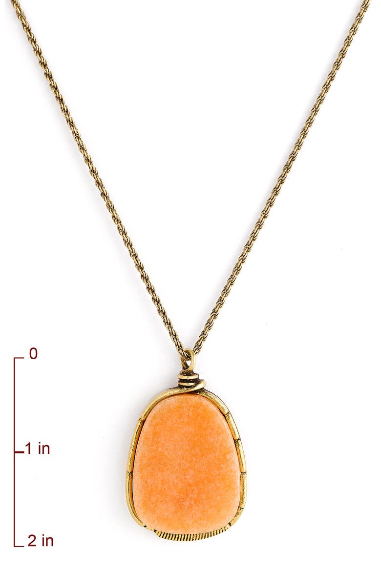 Large Stone Pendant, Alternate, color, Peach/ Gold