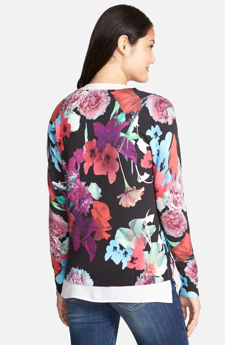 Halogen<sup>®</sup> 'Photo Floral' Cotton Sweater, Alternate, color,