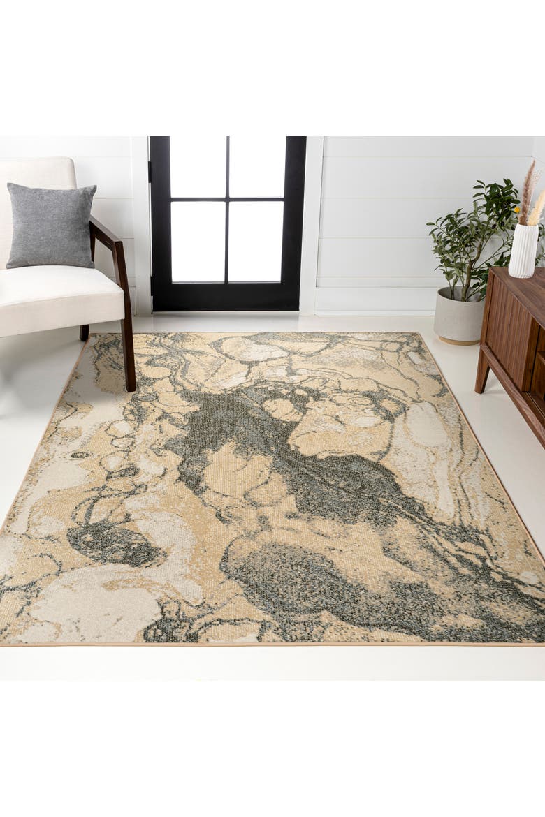 Marmo Abstract Marbled Modern Area Rug, Alternate, color, Gold/Gray
