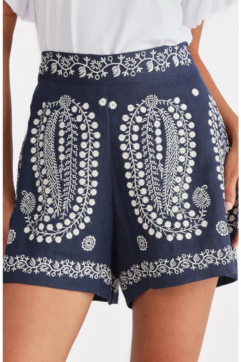 Johari Shorts, Alternate, color, NAVY W EMBROIDERY