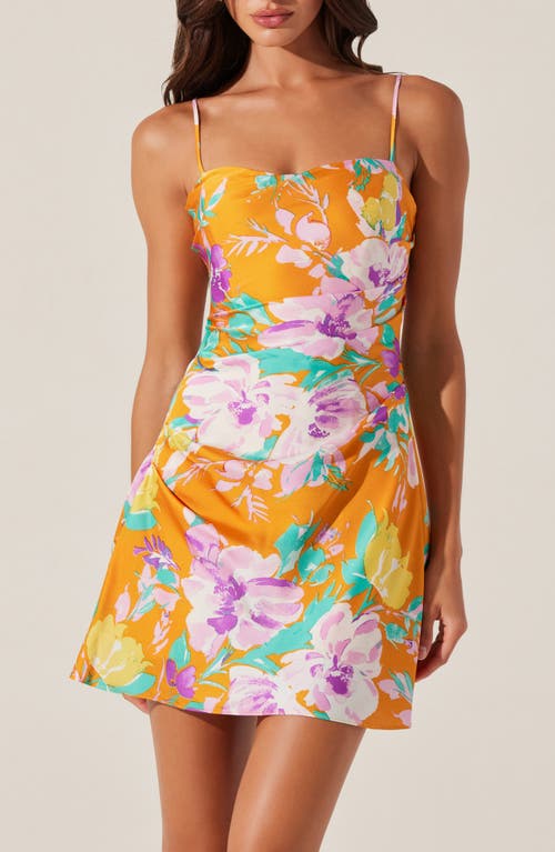Astr The Label Cerinthe Floral Minidress In Orange Multi