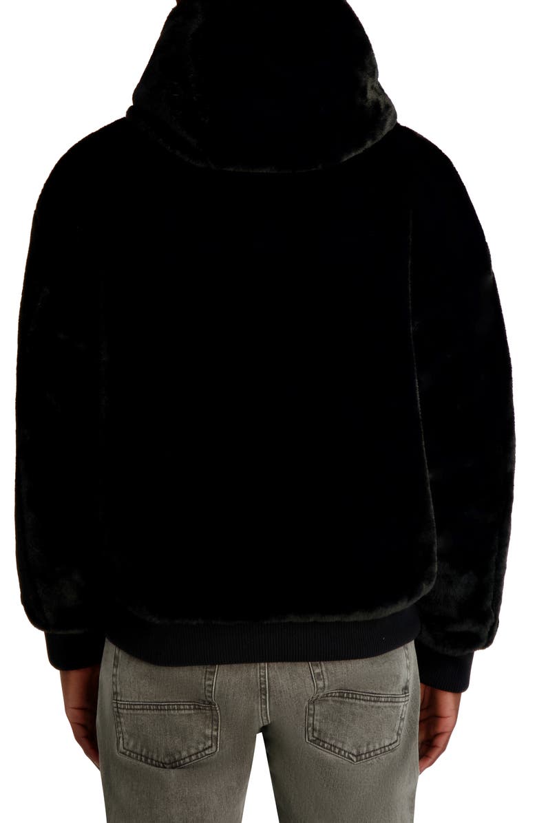 KARL LAGERFELD PARIS Reversible Zip Front Faux Fur Jacket, Alternate, color, Black