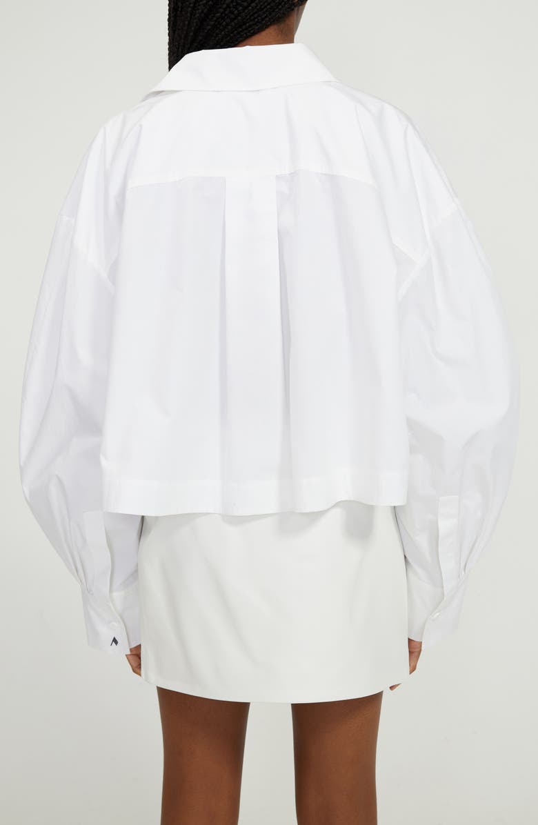 The Attico Jill Stripe Balloon Sleeve Crop Button-Up Shirt, Alternate, color,