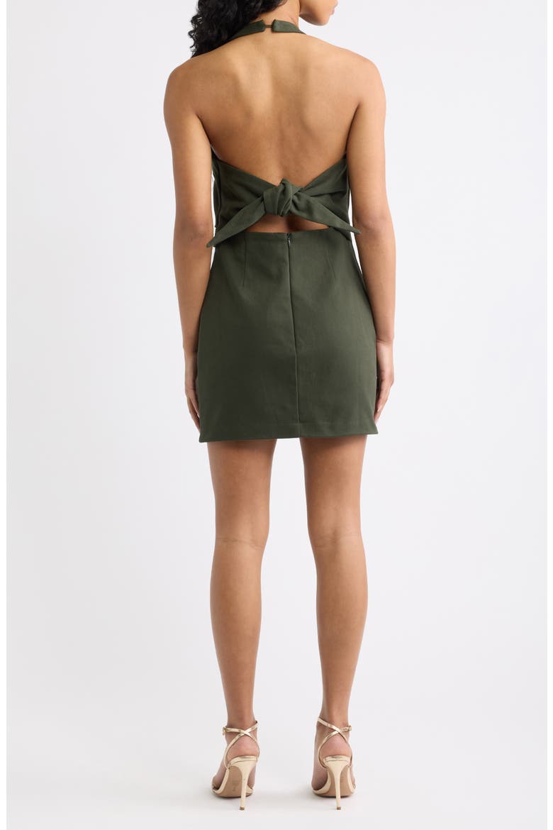 Lotus Tie Back Body-Con Halter Dress, Alternate, color, GREEN