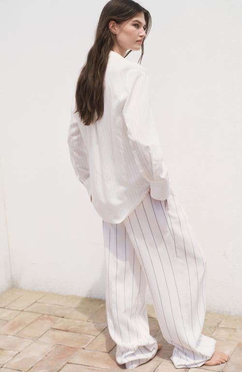 Mango Stripe Sheer Long-sleeve Button-up Shirt In White