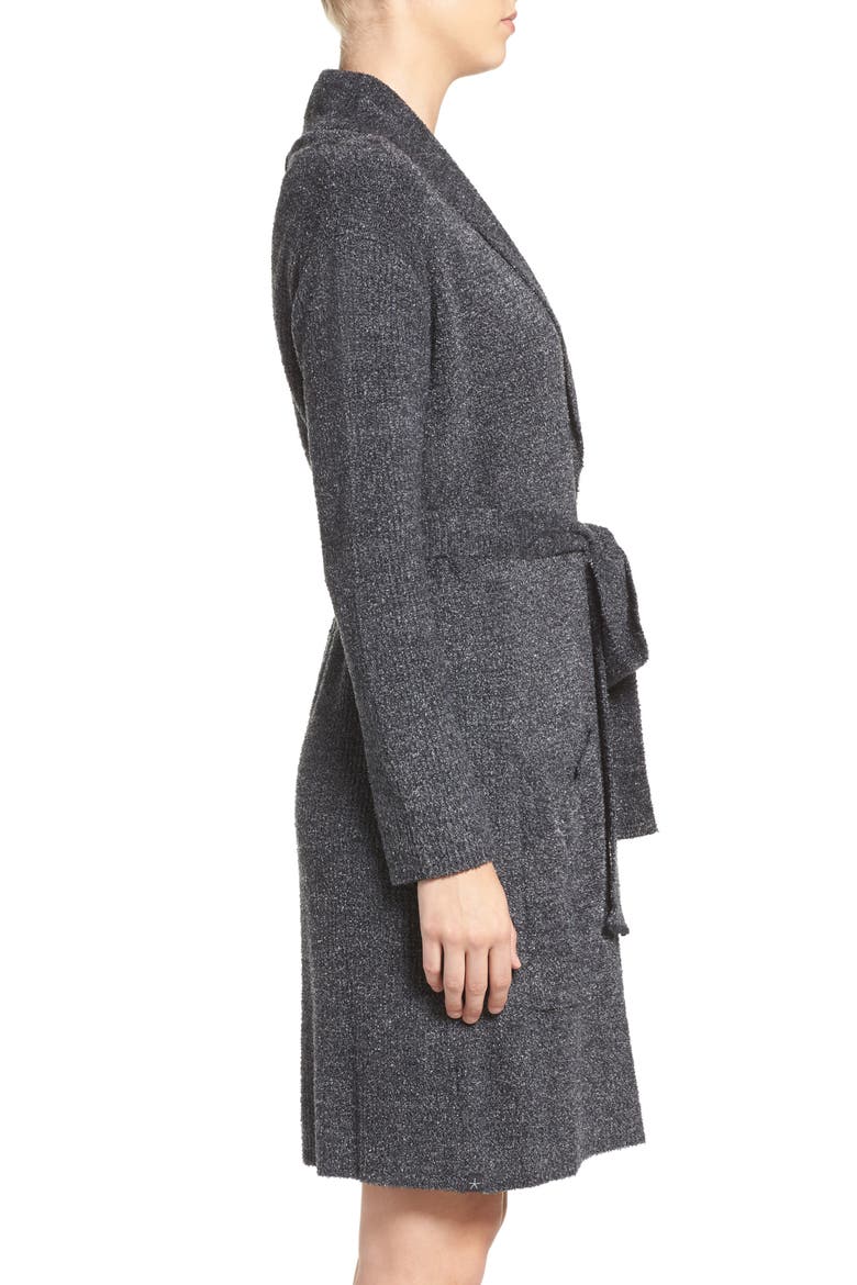 Barefoot Dreams CozyChic Lite® Short Robe, Alternate, color, BLACK/ GRAPHITE