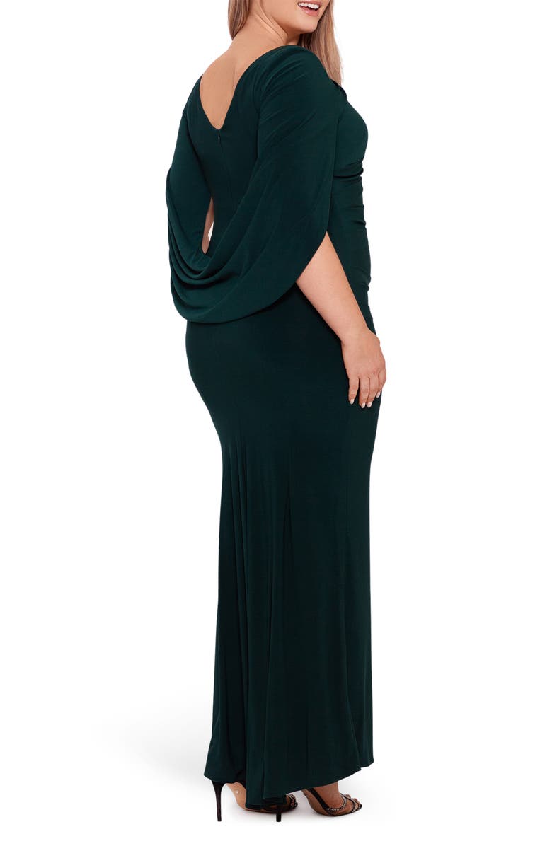 Betsy & Adam Drape Back Column Gown, Alternate, color, Forest