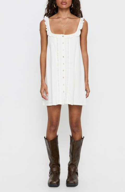 Malinda Cotton & Linen Babydoll Minidress