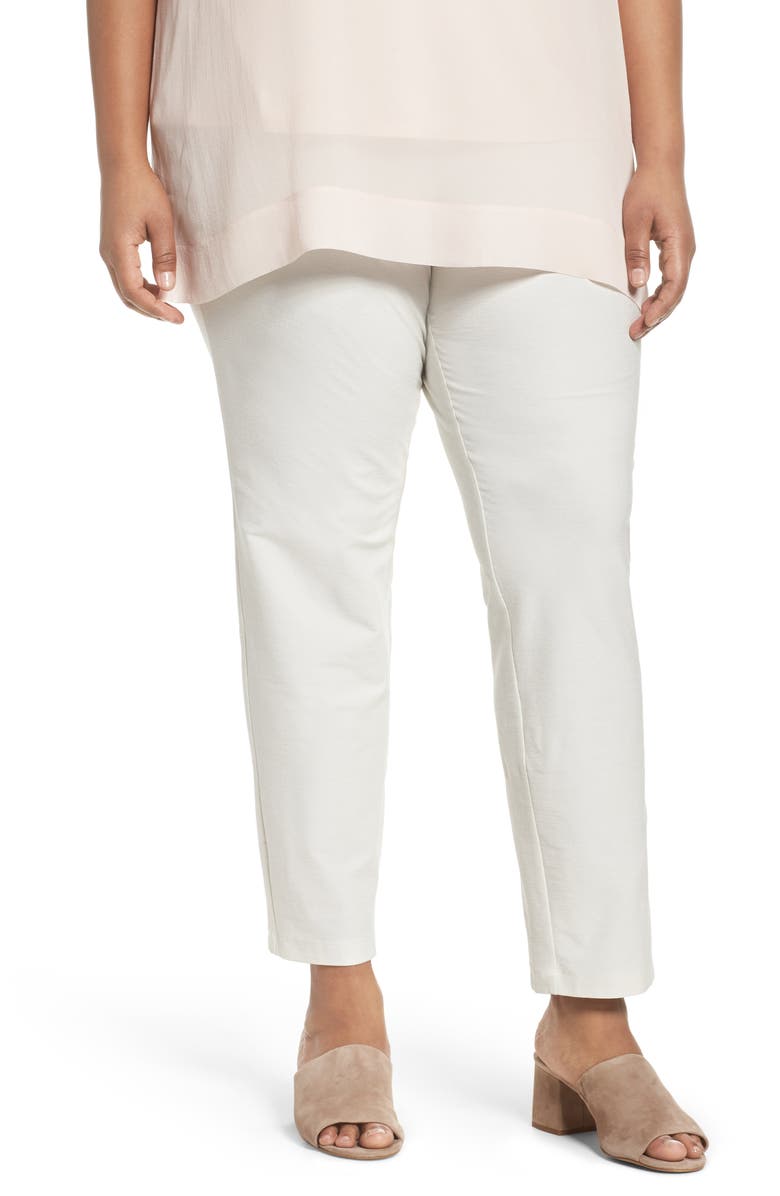 Eileen Fisher Crepe Ankle Pants, Main, color, Bone