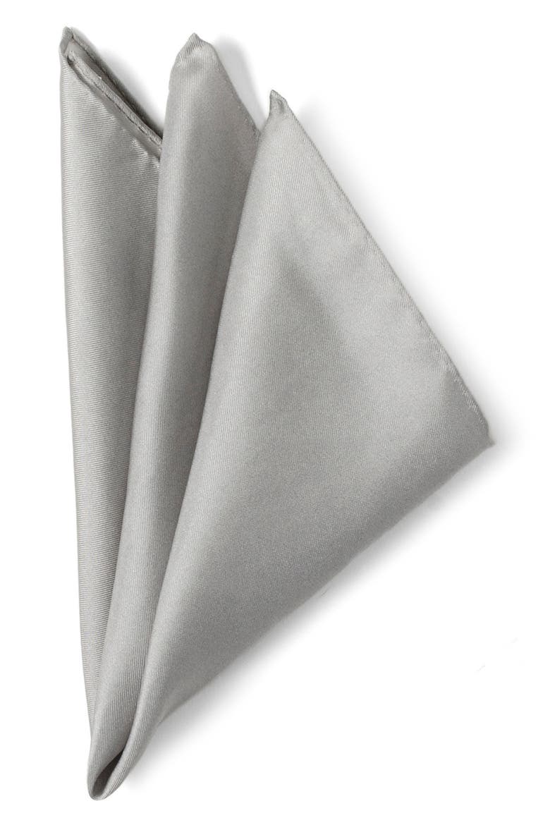 Grey Silk Pocket Square, Main, color, GRAY