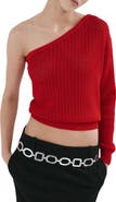MANGO Open Stitch One-Shoulder Sweater