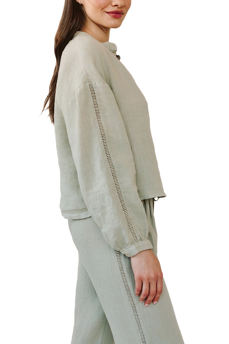 Open Stitch Linen Top, Alternate, color, GREEN TEA
