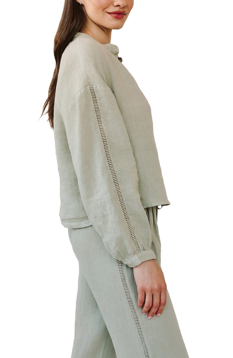 Bella Dahl Open Stitch Linen Top, Alternate, color, Green Tea