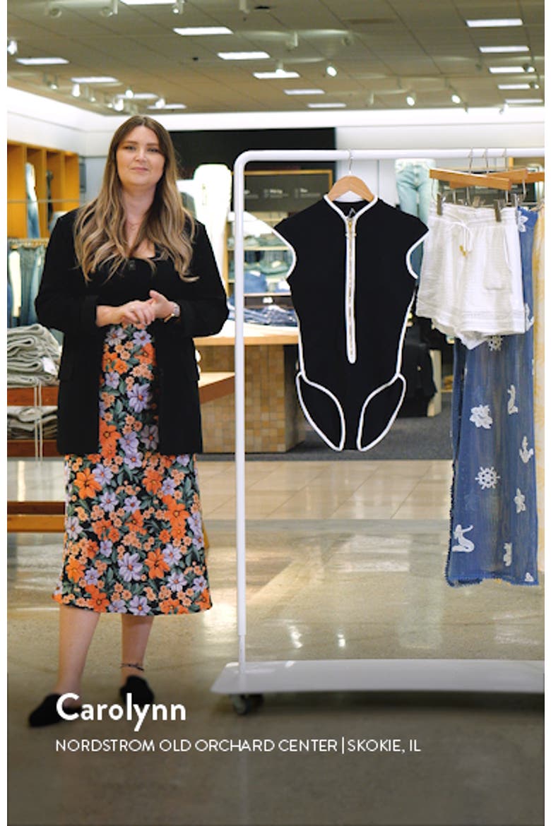 Cap Sleeve Colorblock Zip-Up One-Piece Swimsuit video
