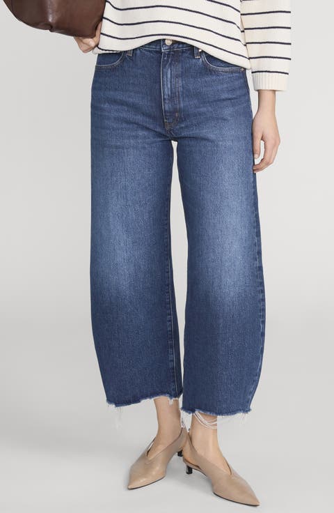Bowed Raw Hem Straight Leg Jeans (Acumen New Fray)