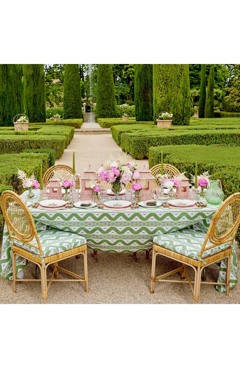 Mrs. Alice Ikat Tablecloth, Alternate, color, Green