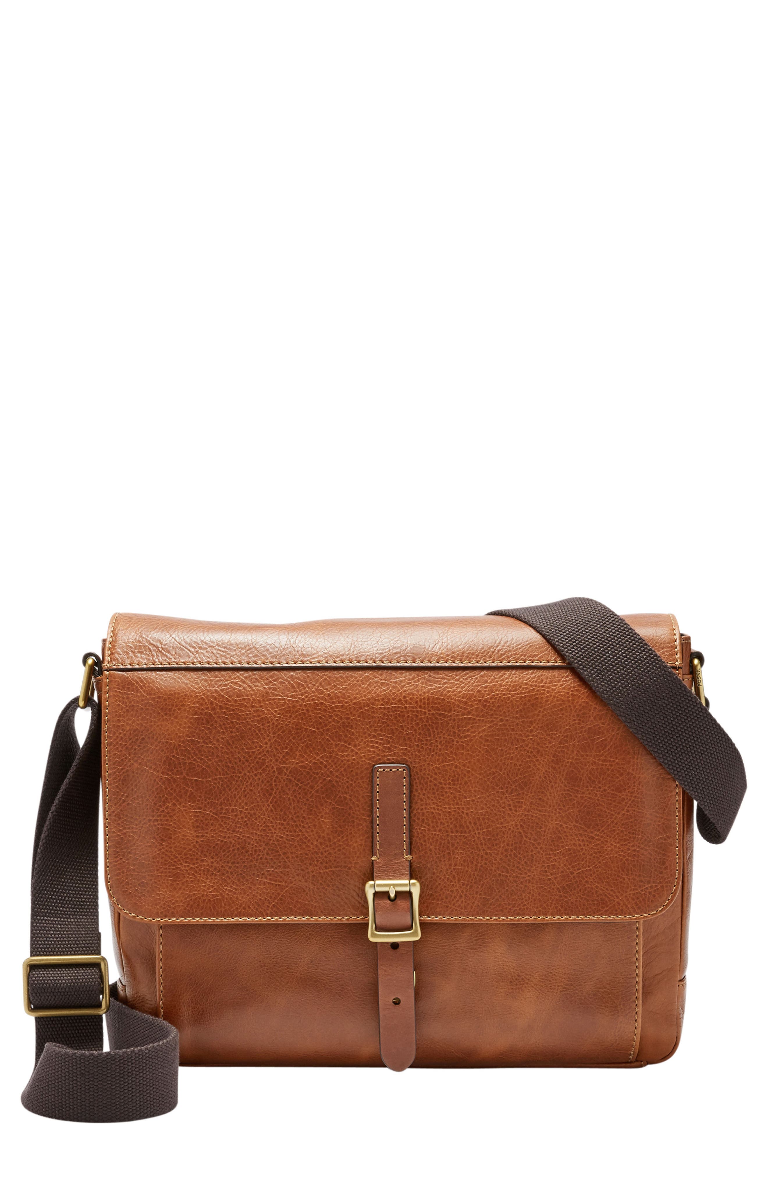 Fossil Defender Leather Messenger Bag, Main, color, 