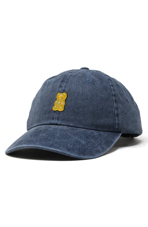 Dalix Yellow Gummy Embroidered Dad Cap In Washed Navy Blue