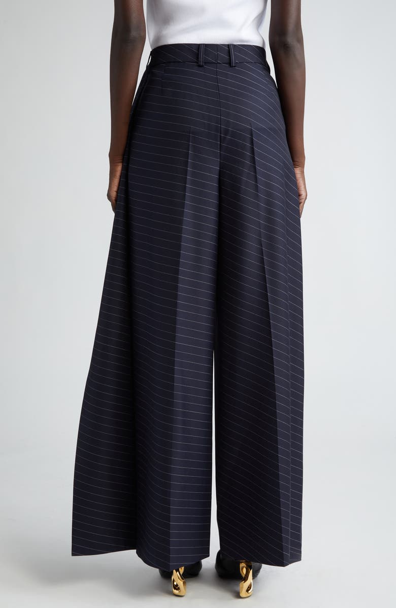 JW Anderson Pinstripe Drape Detail Wool Blend Trousers, Alternate, color, 