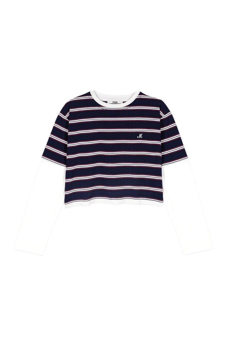 Layered-effect T-shirt, Alternate, color, White/navy