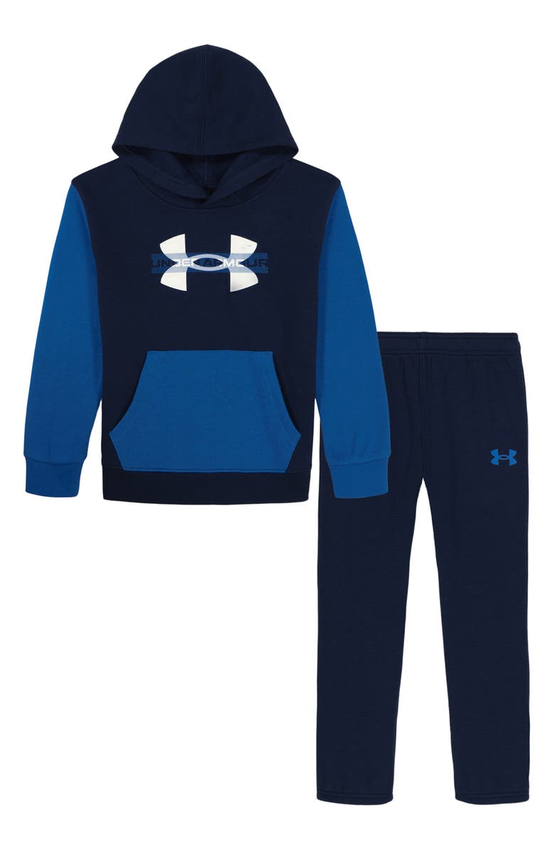 Under Armour Kids' Rival Performance Fleece Hoodie & Sweatpants Set, Main, color, Washed Navy