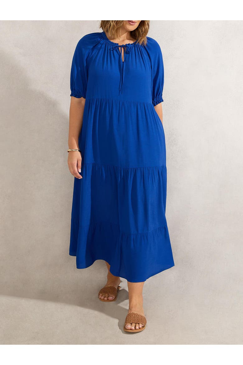 Tiered V-Neck Midaxi Dress, Alternate, color, Blue