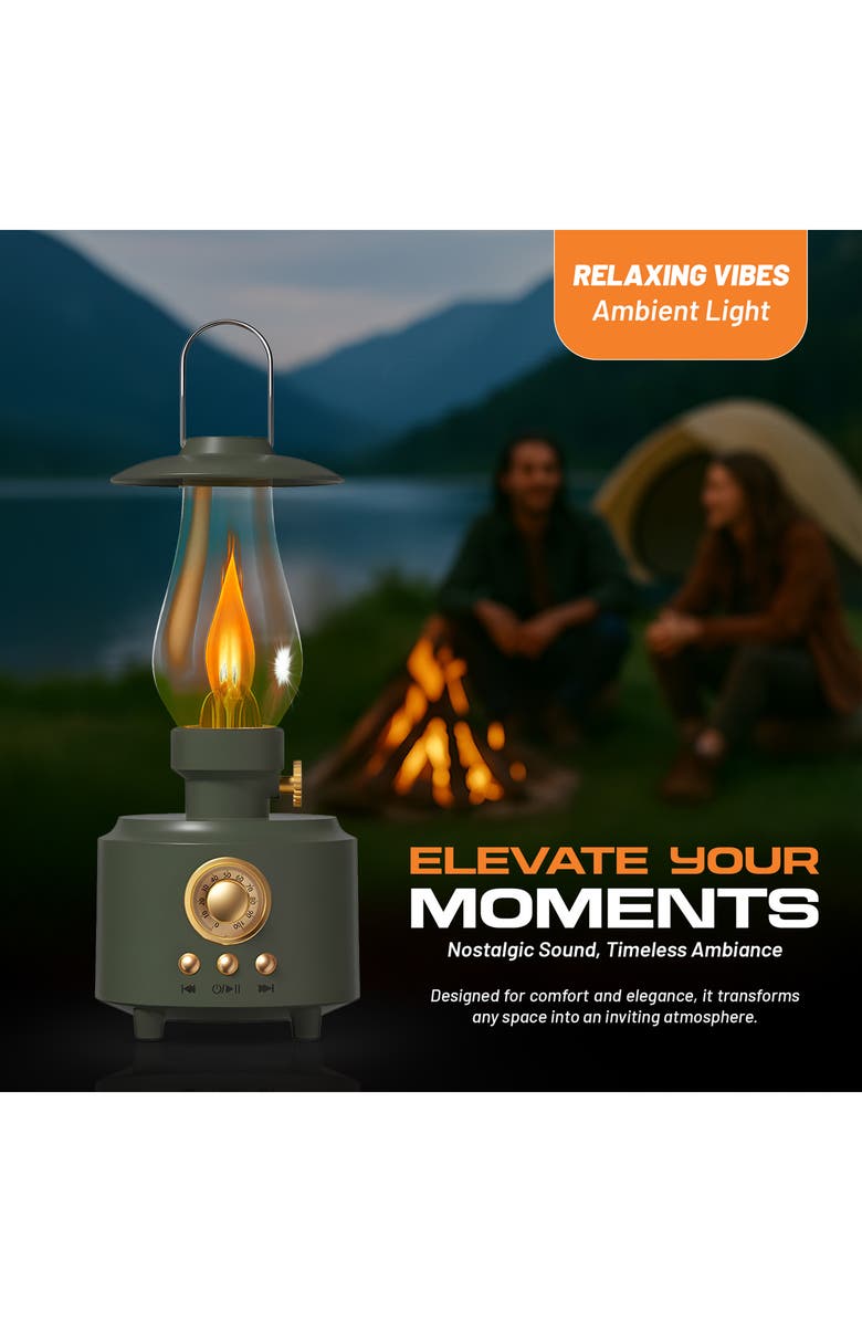 MiTECH Vintage Bluetooth Speaker with Flame Light, Alternate, color, Olive Green