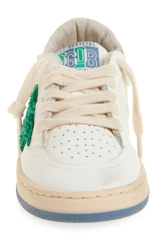 Golden Goose Kids' Ballstar Low Top Sneaker In White/green/light Blue