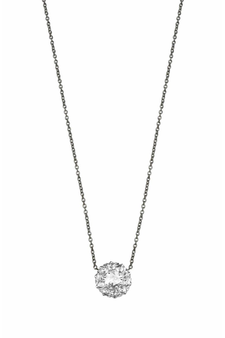 Rose Cut Diamond Pendant Necklace, Main, color, 18K WG