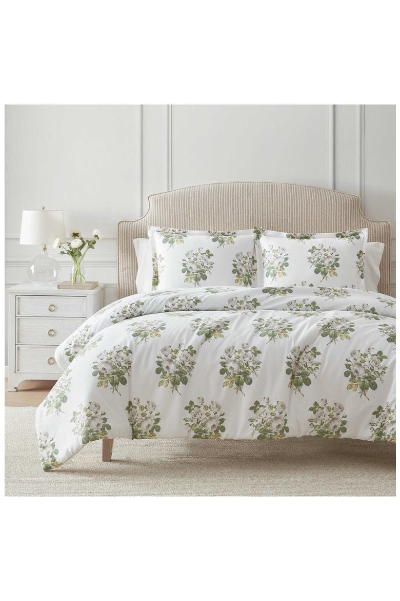 Eloise Floral Cotton Sateen Duvet Set, Alternate, color, MOONLIGHT GREY