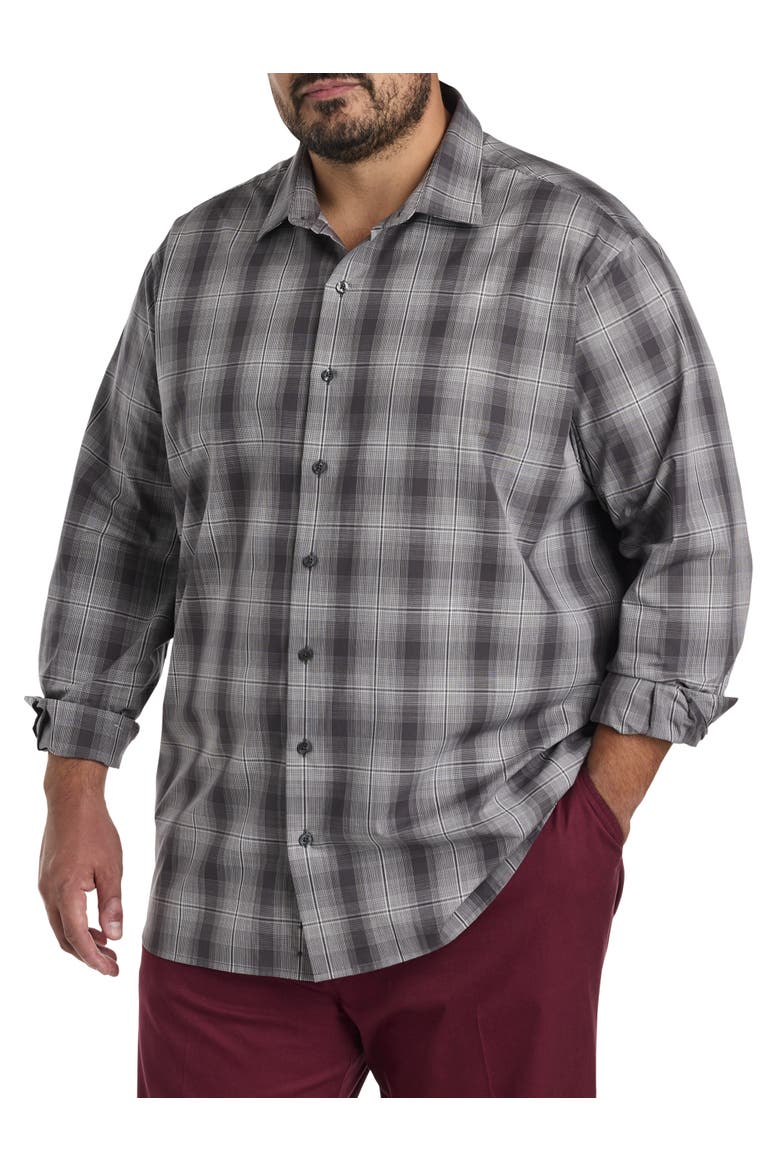 Big & Tall Large Plaid Sport Shirt, Main, color, GREY