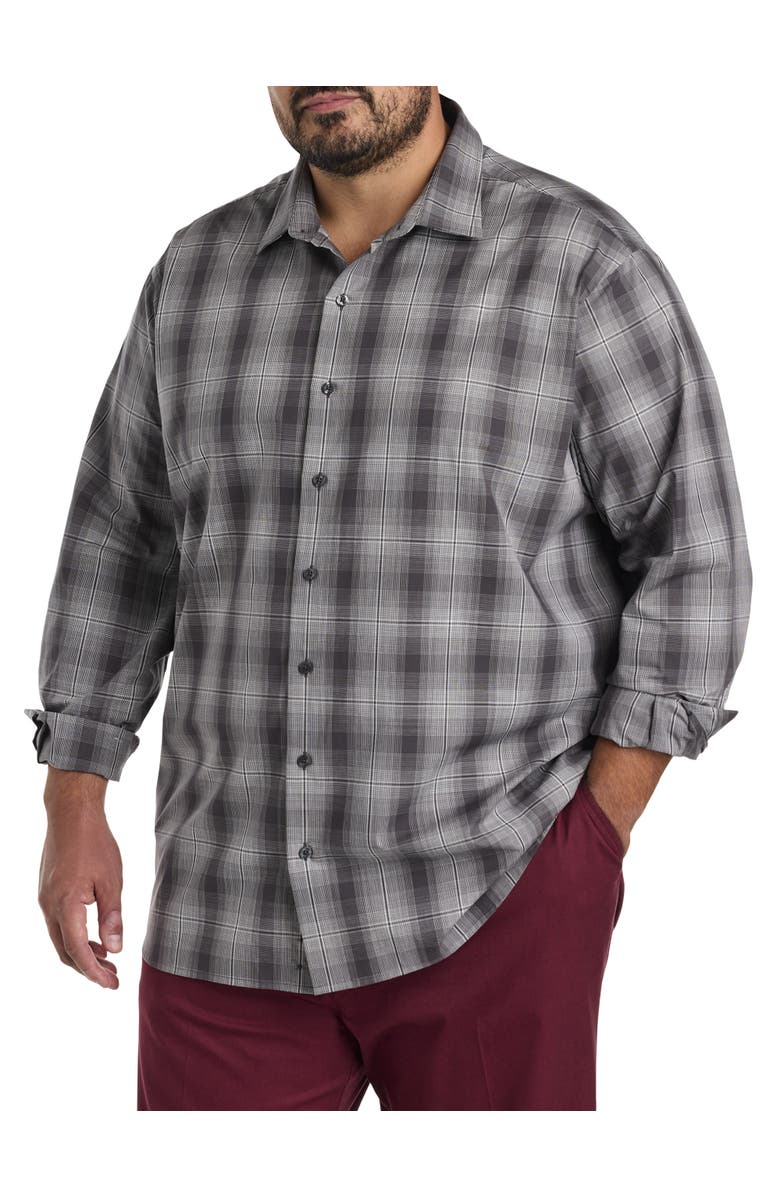 Synrgy by DXL Big & Tall Large Plaid Sport Shirt, Main, color, Grey