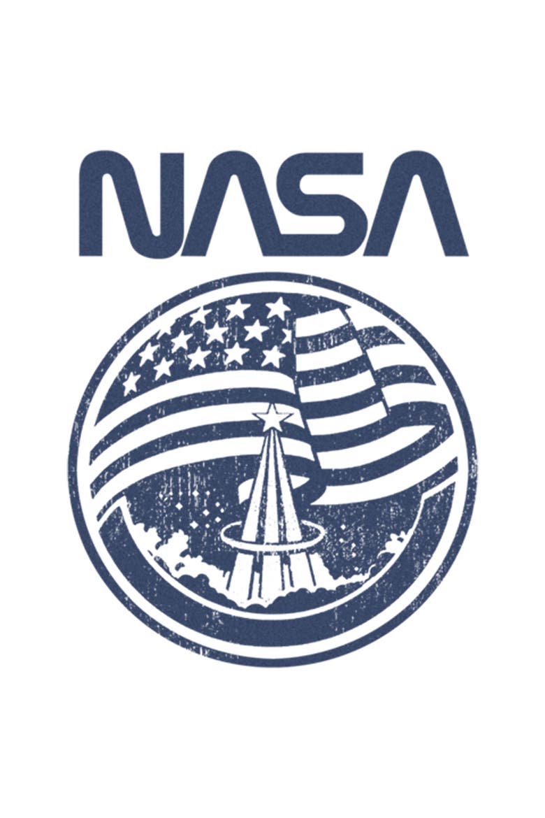 Men's NASA Distressed American Flag  Graphic T-Shirt, Alternate, color, White