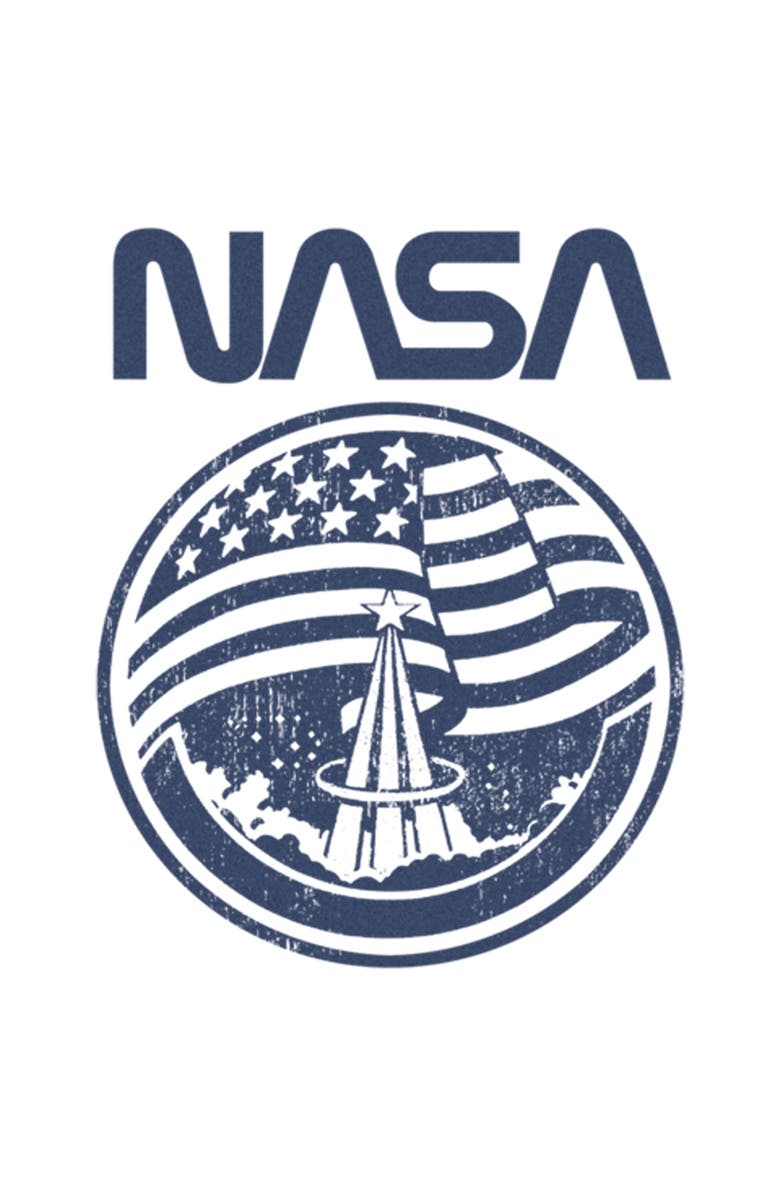 NASA Men's NASA Distressed American Flag  Graphic T-Shirt, Alternate, color, White