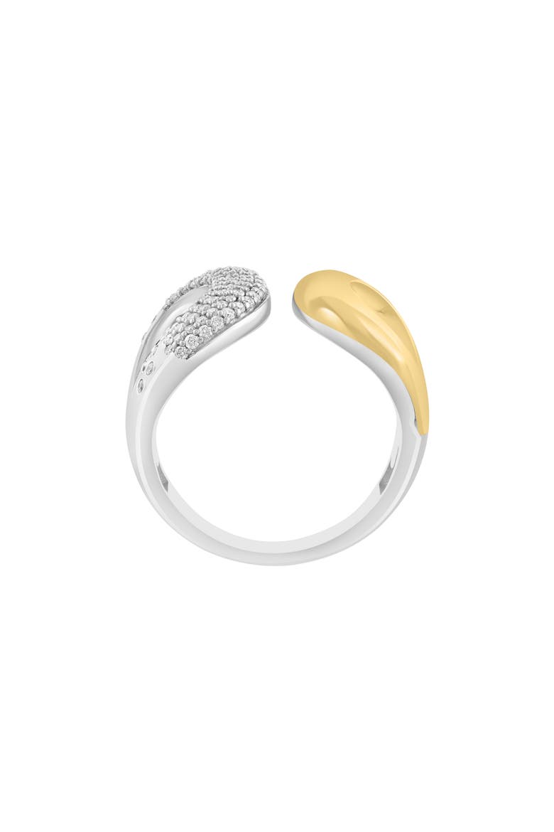 Two-Tone Pavé Diamond Open Band Ring, Alternate, color, GOLD