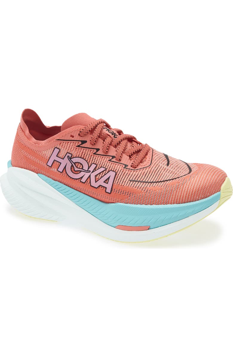 HOKA Mach X 2 Running Shoe - Wide Width, Main, color, Grapefruit / Electric Coral