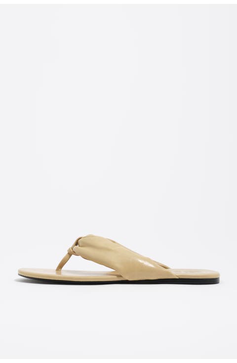 Leather Tubular Flat Sandal