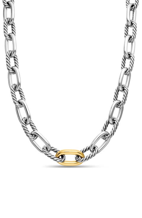 DY Madison® Chain Necklace in Sterling Silver with 18K Yellow Gold, 13.5mm