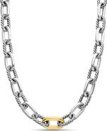 David Yurman DY Madison® Chain Necklace in Sterling Silver with 18K Yellow Gold, 13.5mm