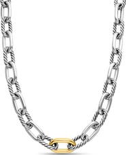 David Yurman DY Madison® Chain Necklace in Sterling Silver with 18K Yellow Gold, 13.5mm