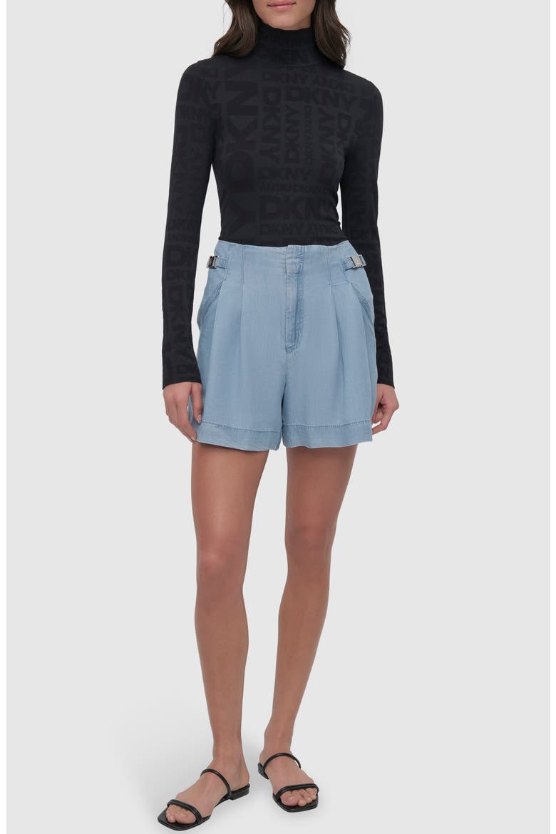 Pleated Chambray Shorts, Alternate, color, LIGHT CHAMBRAY