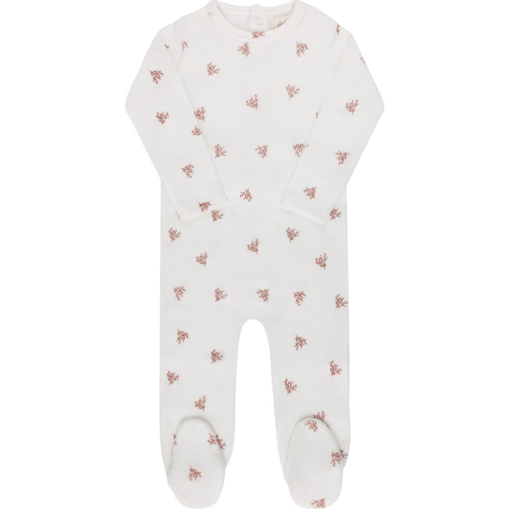 Ely's & Co. Velour Leaf Pattern Collection In White