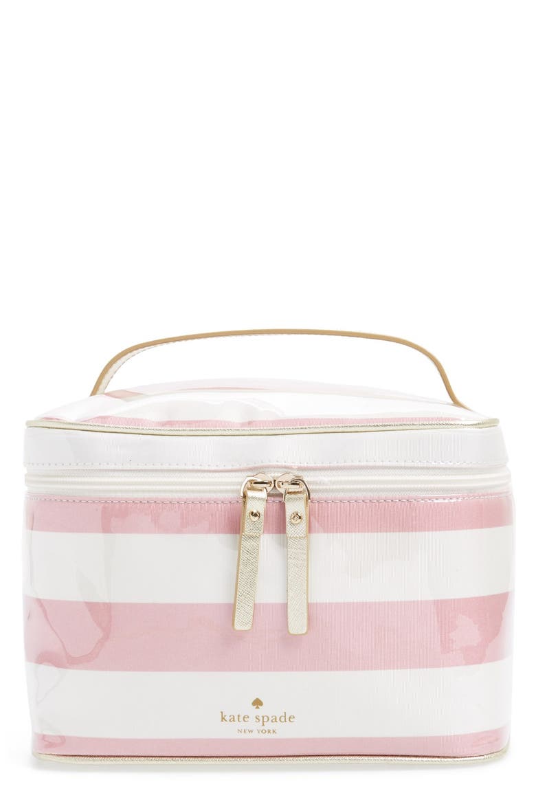 'java place - large natalie' cosmetics case, Main, color, ROSE JADE/ CREAM