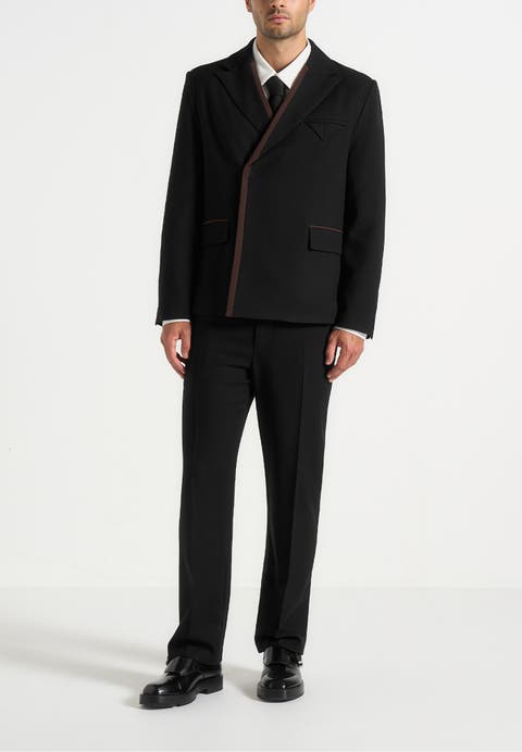 Alec Double Breasted Suit Jacket With Contrast Lapel