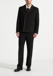 Manière De Voir Alec Double Breasted Suit Jacket With Contrast Lapel